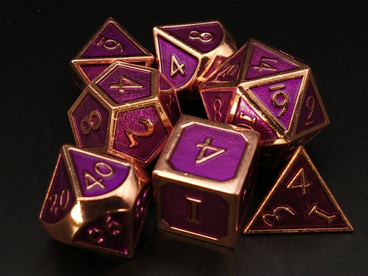 Enameled Metal Polydice Set - Copper with purple