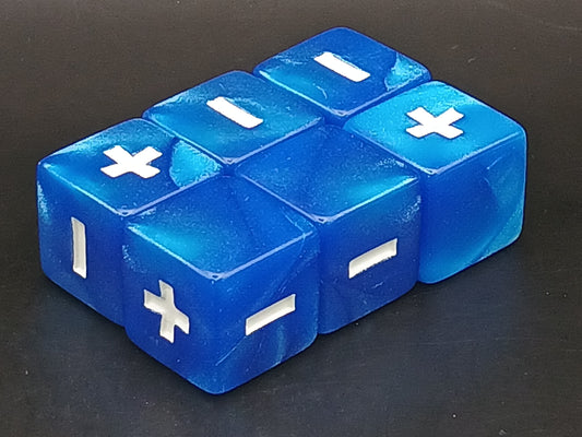 Set 6 fudge dice, Pearl blue