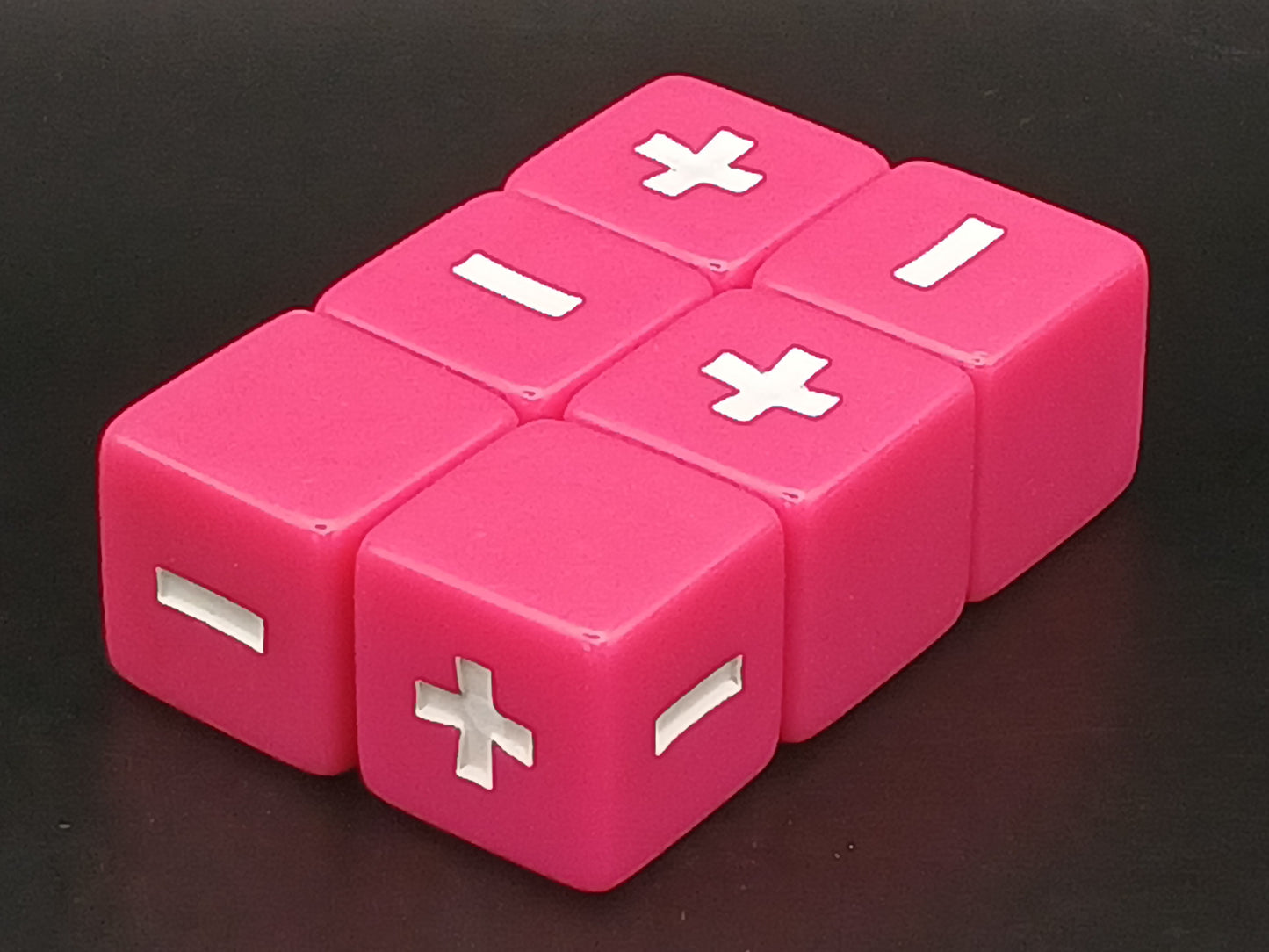 Opaque pink fudge dice