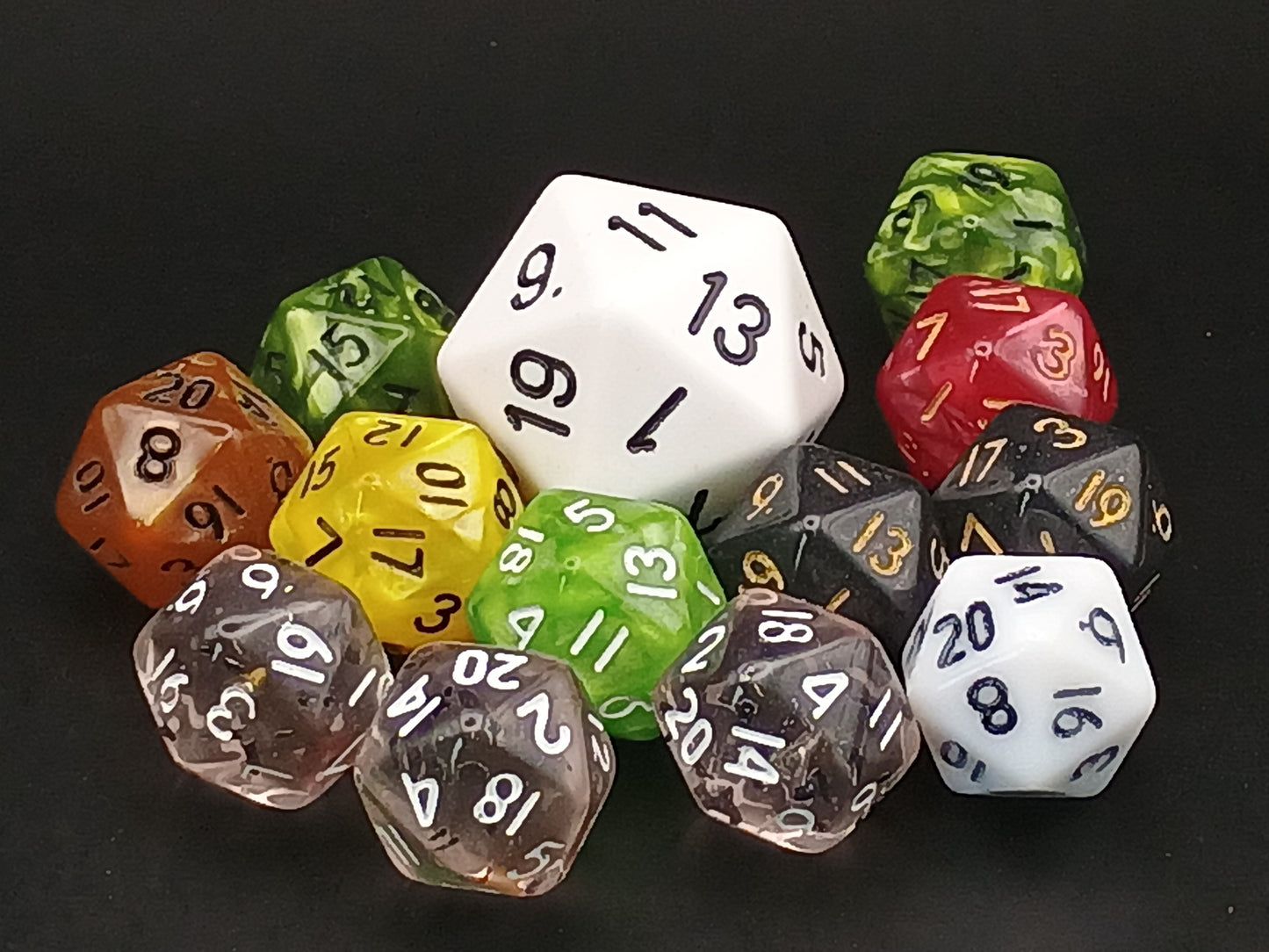 Set of 12 20-sided mini dice