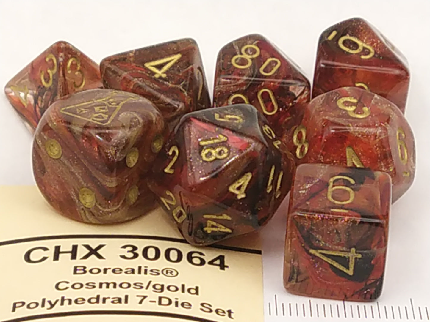 Lab polydice set, Borealis Cosmos w/gold