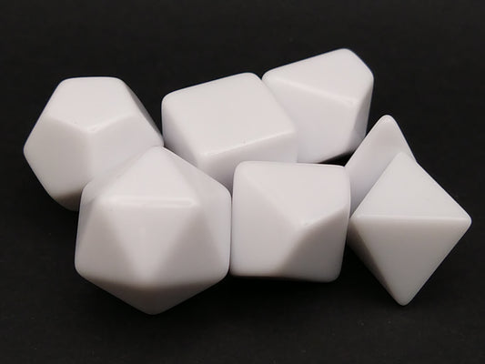 7 piece blank polydice set - white