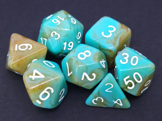 Transmuted Turquoise polydice set