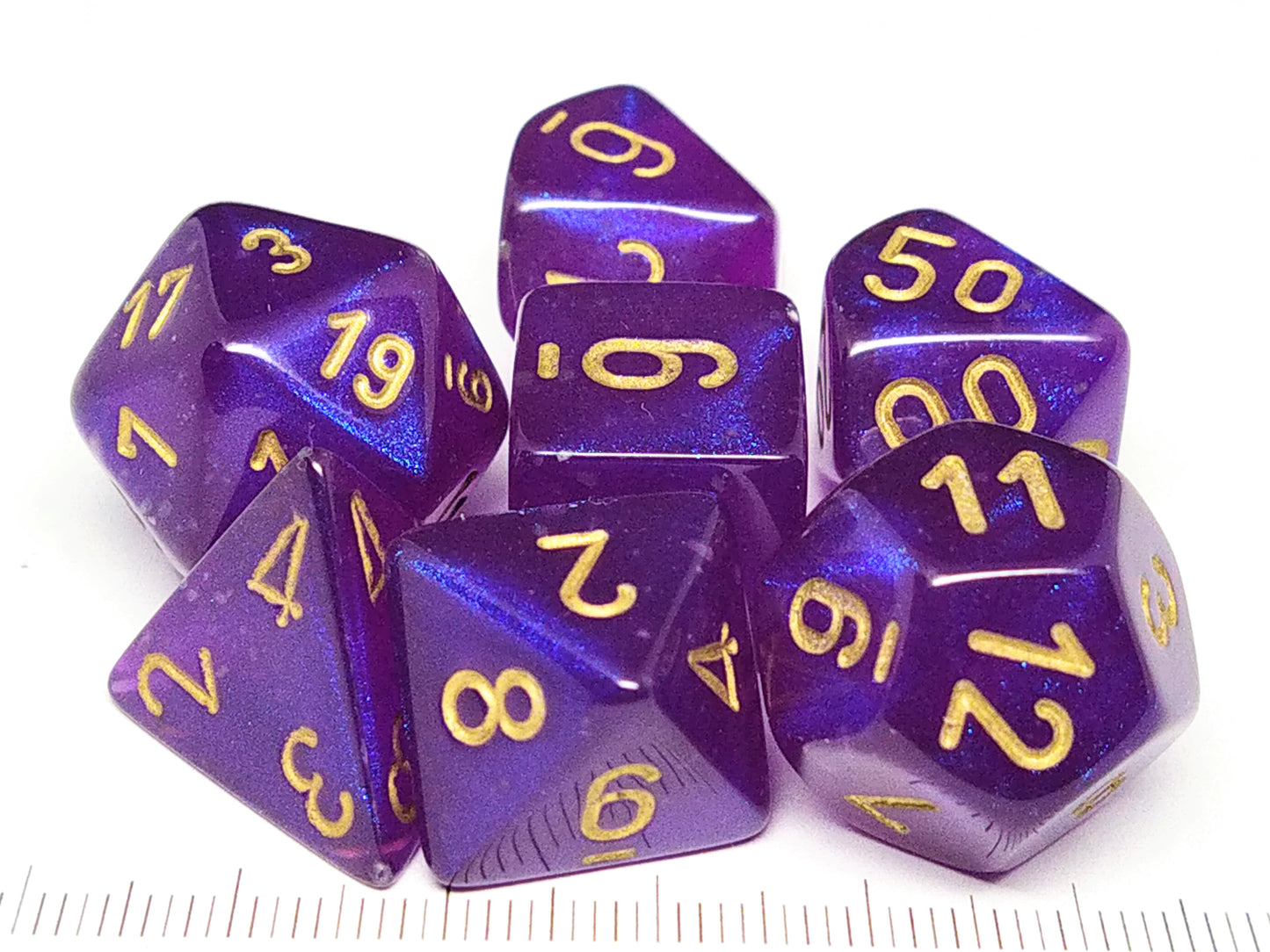 Borealis Luminary polydice set - Royal Purple w/gold