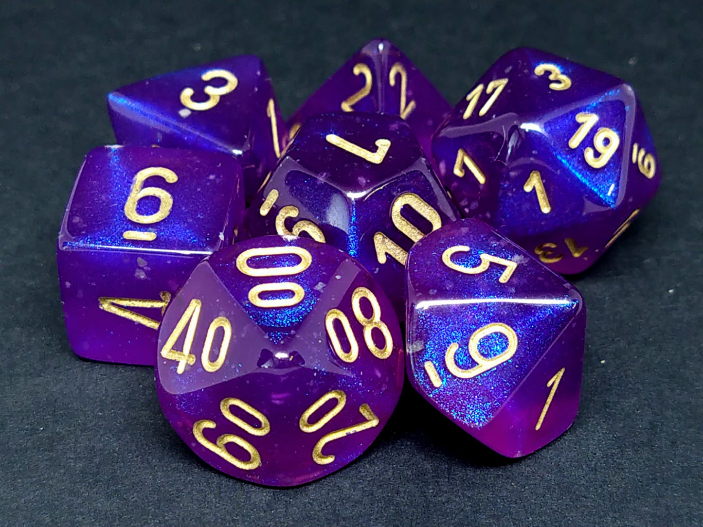 Borealis Luminary polydice set - Royal Purple w/gold