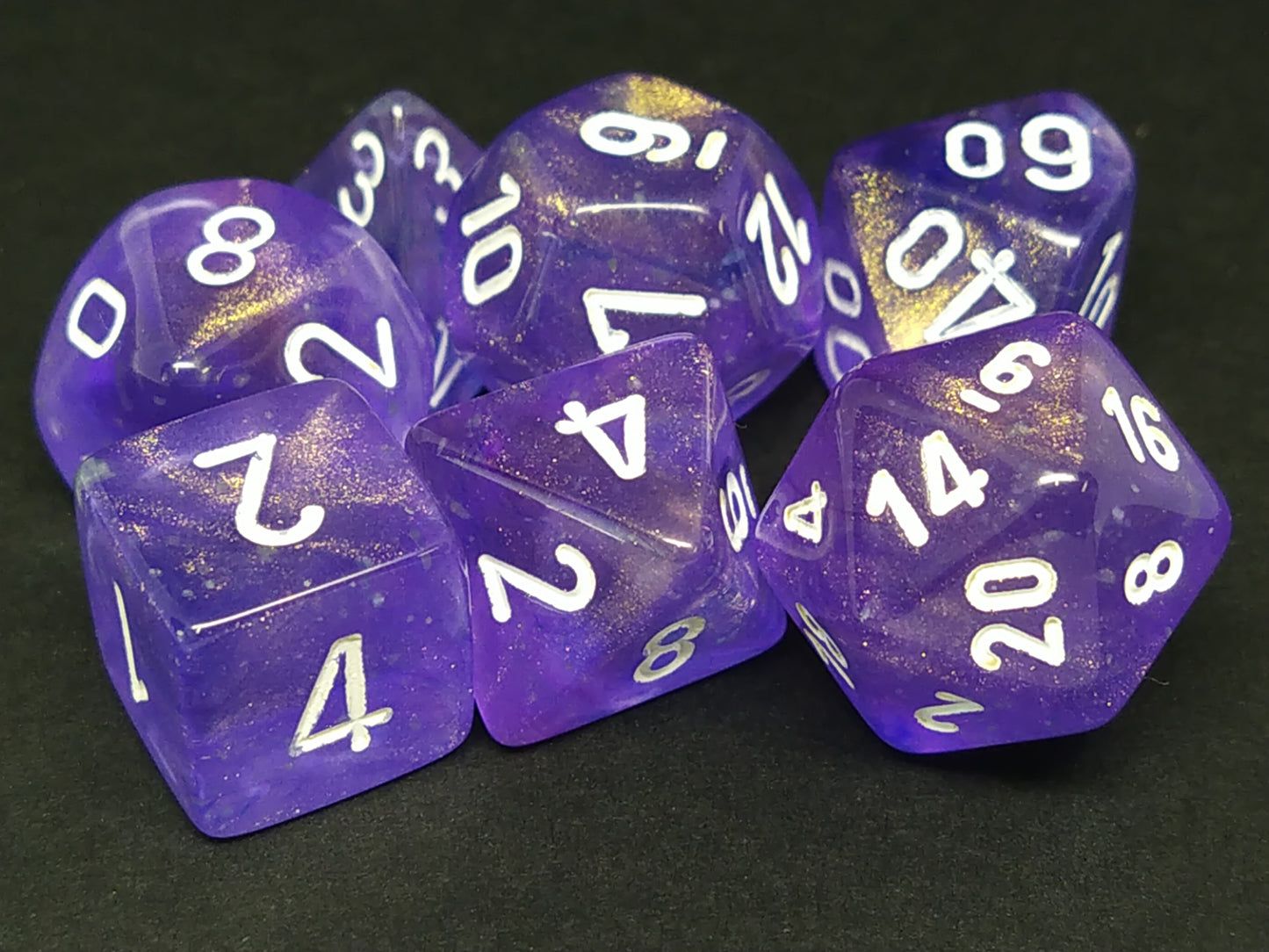 Borealis Luminary polydice set - Purple w/white