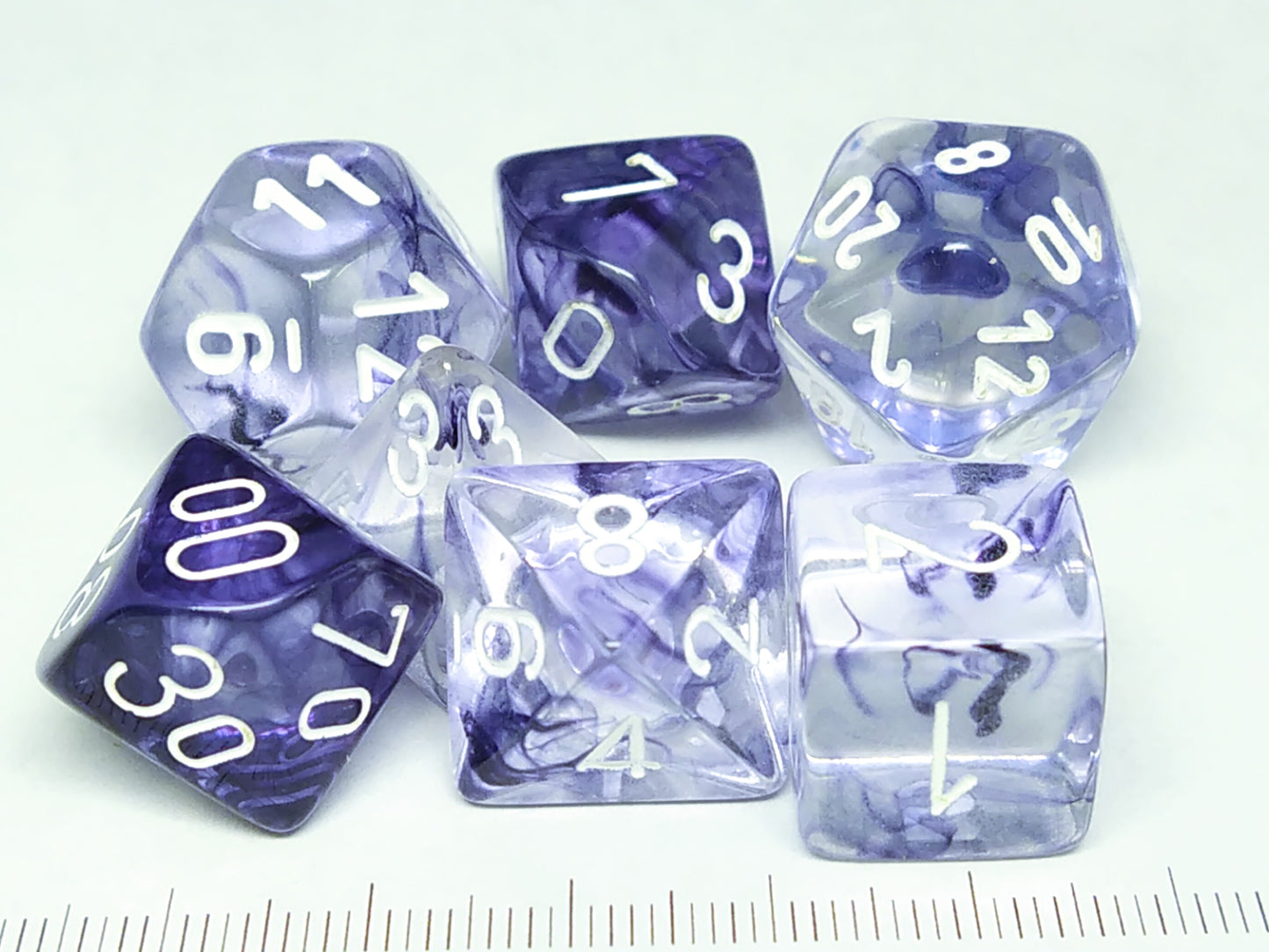 Set 7 polydice, Nebula black w/white