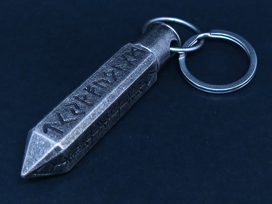 Runic Shard keychain, with mini metal dice