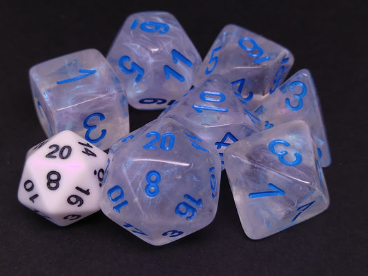 Mega-Hedral polydice set, Borealis Icicle w/light blue