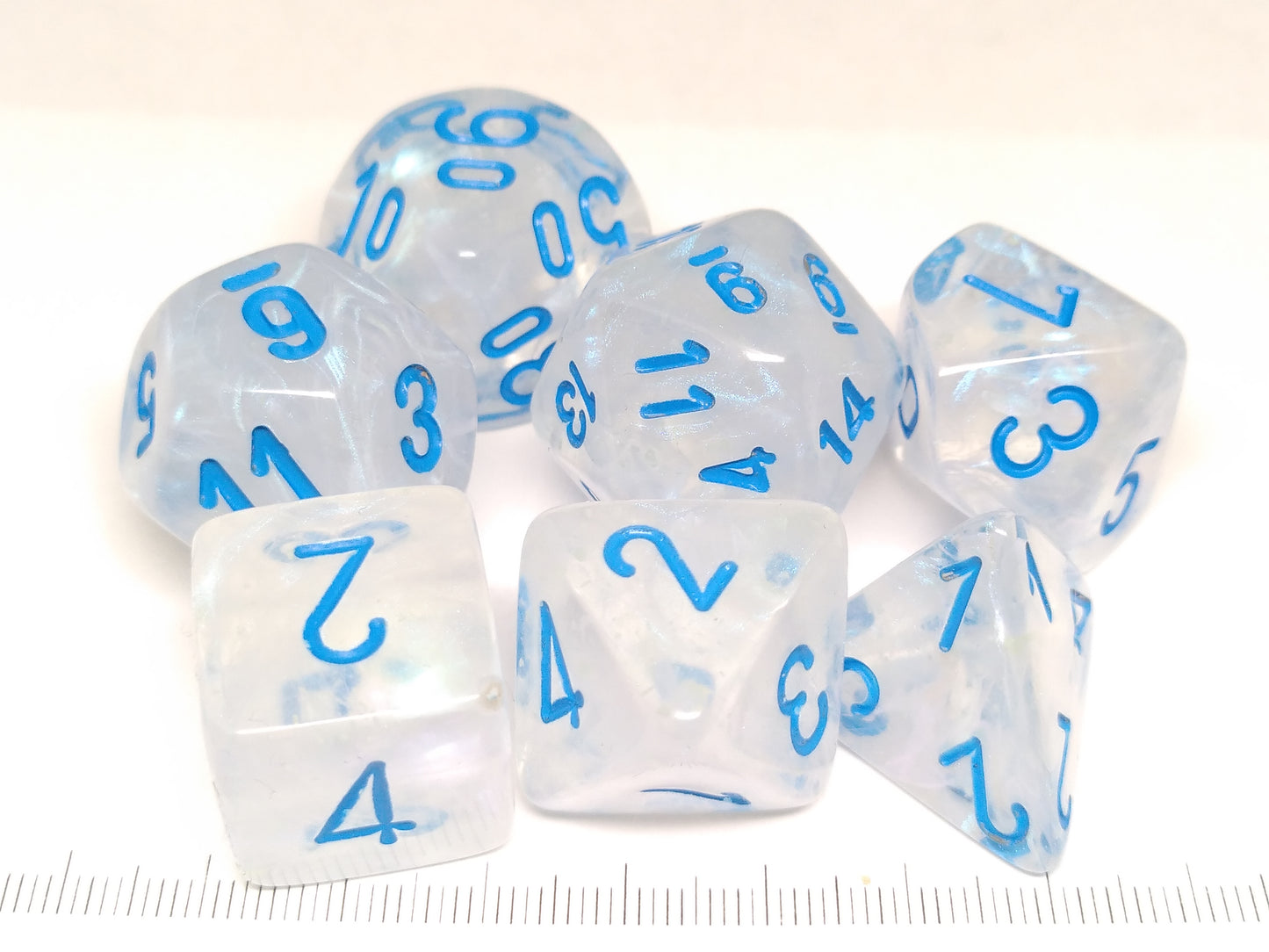 Mega-Hedral polydice set, Borealis Icicle w/light blue