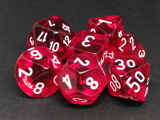 Chessex Translucent Red w/white polydice set