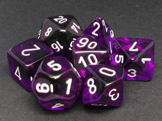 Chessex Translucent Purple w/white polydice set