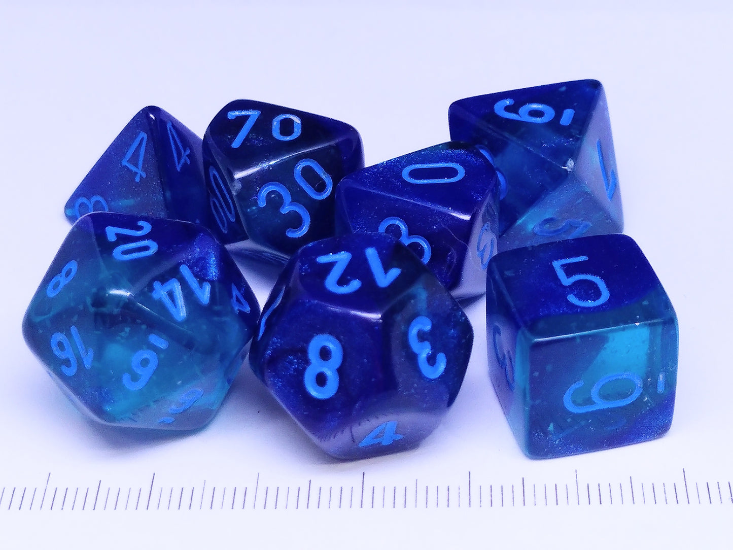 Set 7 polydice, Gemini Luminary Blue-Blue w/light blue