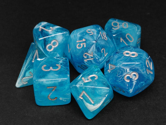Chessex Luminary Sky w/silver polydice set