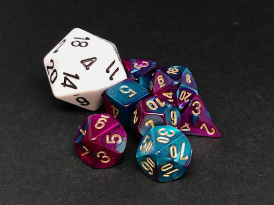 Mini Polydice set - Gemini Purple-Teal w/gold