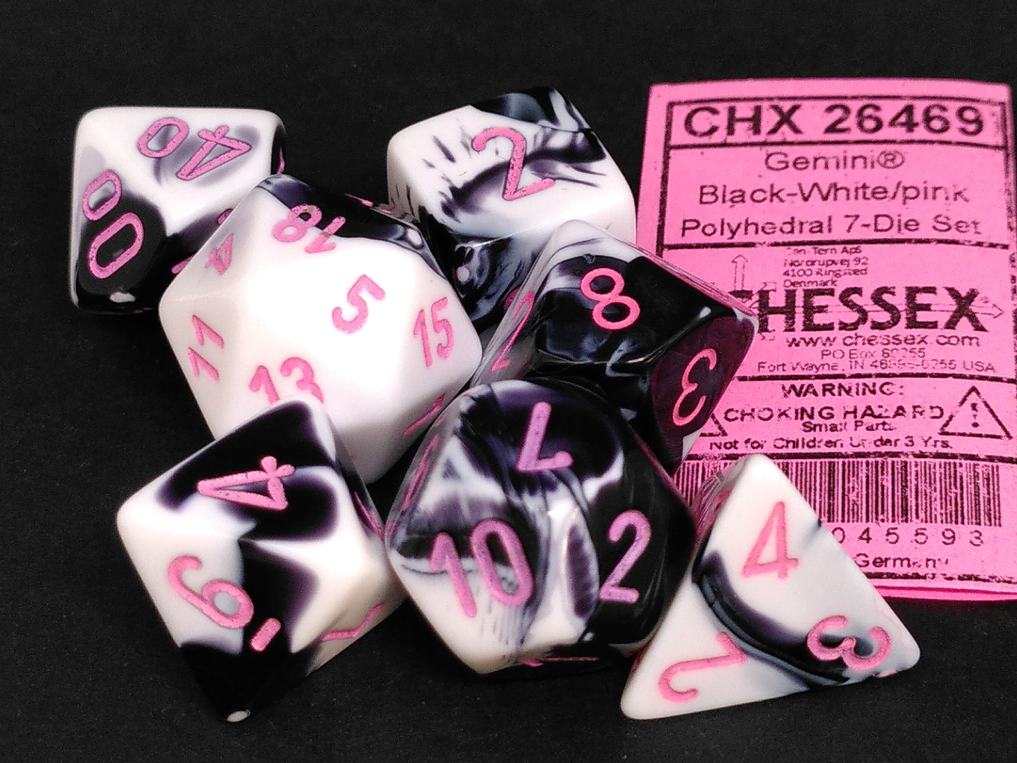 Gemini Black-White w/pink polydice set