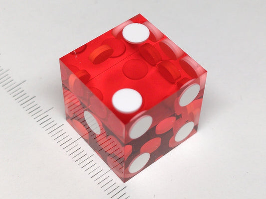 Precisie dobbelsteen, 6-zijdig, transparant rood, 19 mm