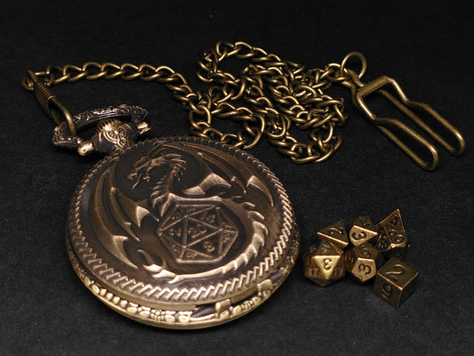 Dragon D20 Medallion, with mini metal dice