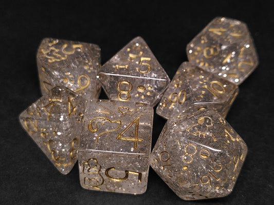 Puppy polydice set - Sparkling silver with gold