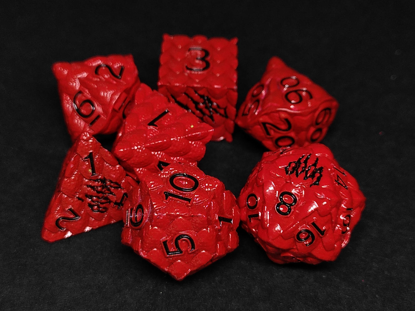Red Dragon Scales metal polydice set
