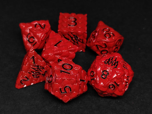 Red Dragon Scales metal polydice set