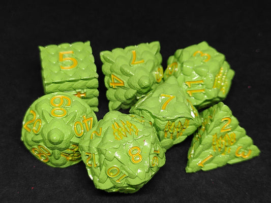 Green Dragon Scales metal polydice set