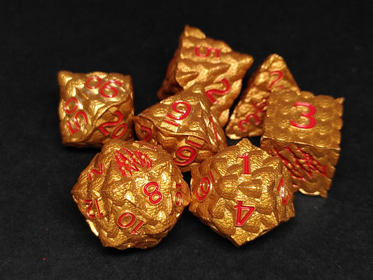 Gold Dragon Scales metal polydice set