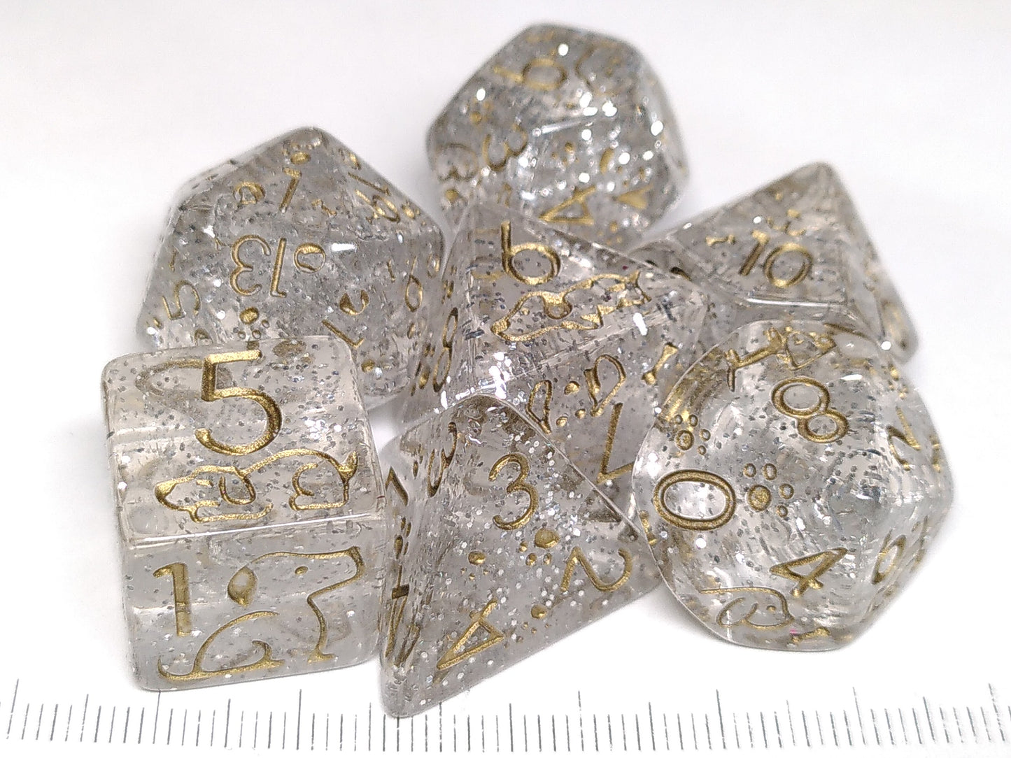 Puppy polydice set - Sparkling silver with gold