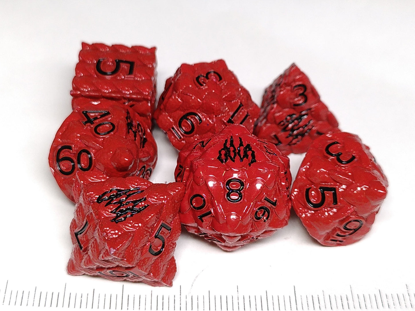 Red Dragon Scales metal polydice set
