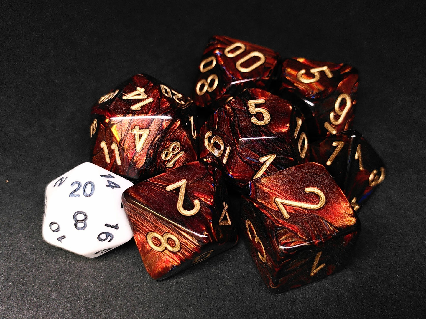Mega-Hedral polydice set, Scarab Blue Blood w/gold