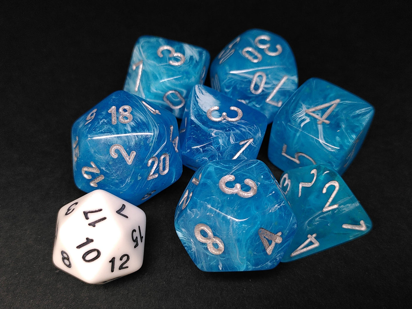 Mega-Hedral polydice set, Luminary Sky w/silver