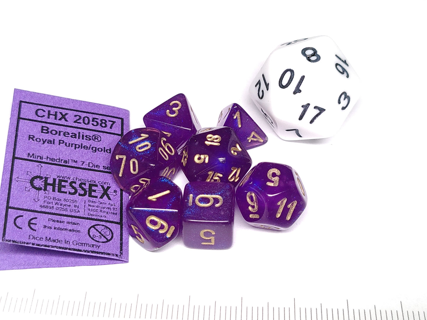 Mini polydice set - Borealis Luminary, Royal Purple w/gold