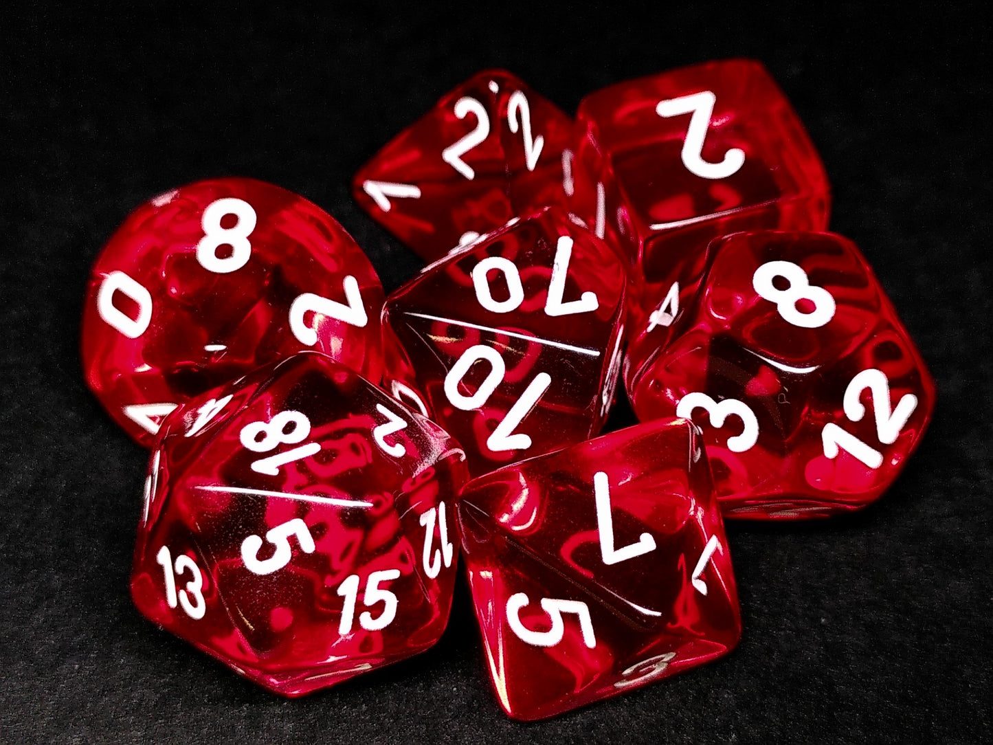 Chessex Translucent Red w/white polydice set