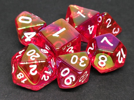 Metallic Plated polydice set - Translucent Red