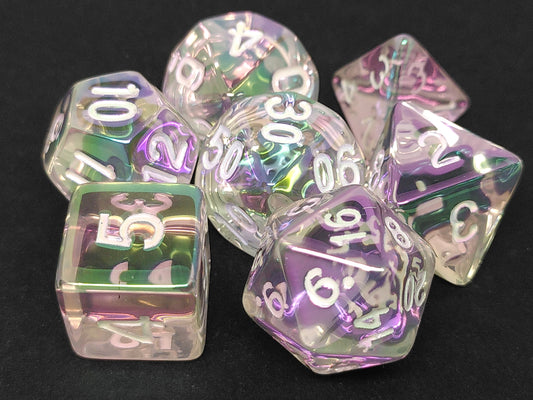 Metallic Plated polydice set - Translucent Clear