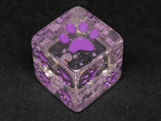 16mm 6-zijdig transparant glitter met paarse kattenpootjes