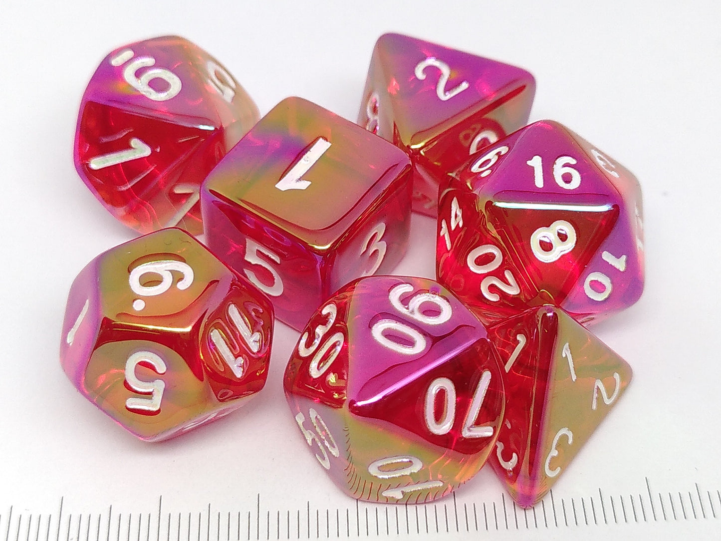 Metallic Plated polydice set - Translucent Red