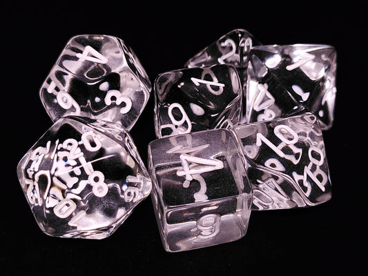 Chessex Translucent Clear w/white polydice set