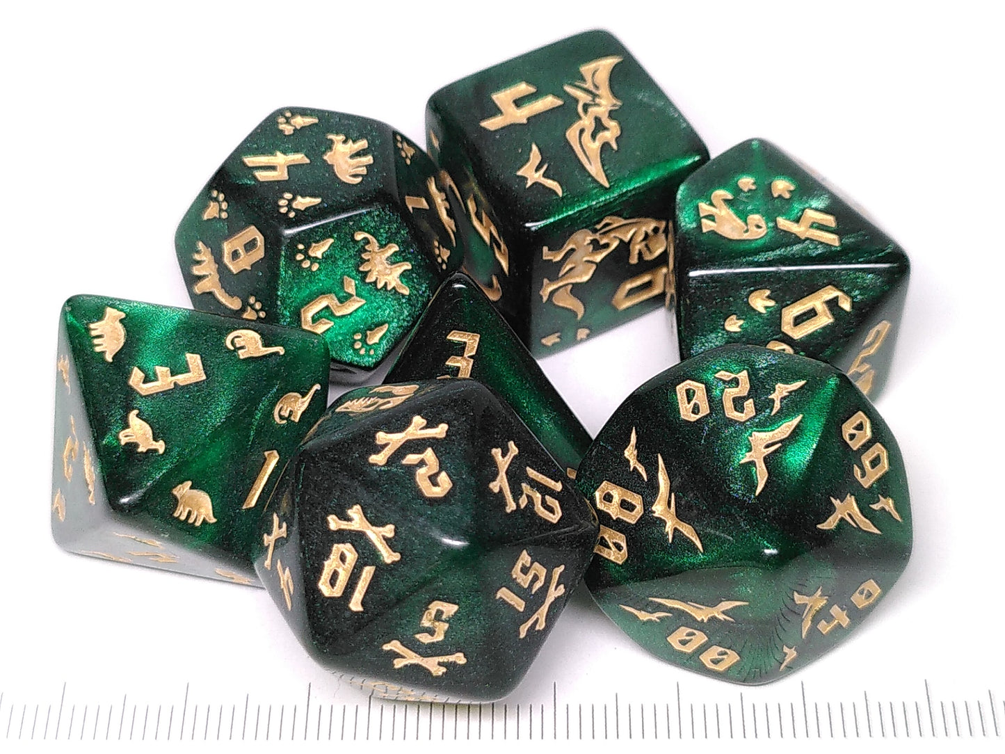 Prehistoric polydice set - Pearl green