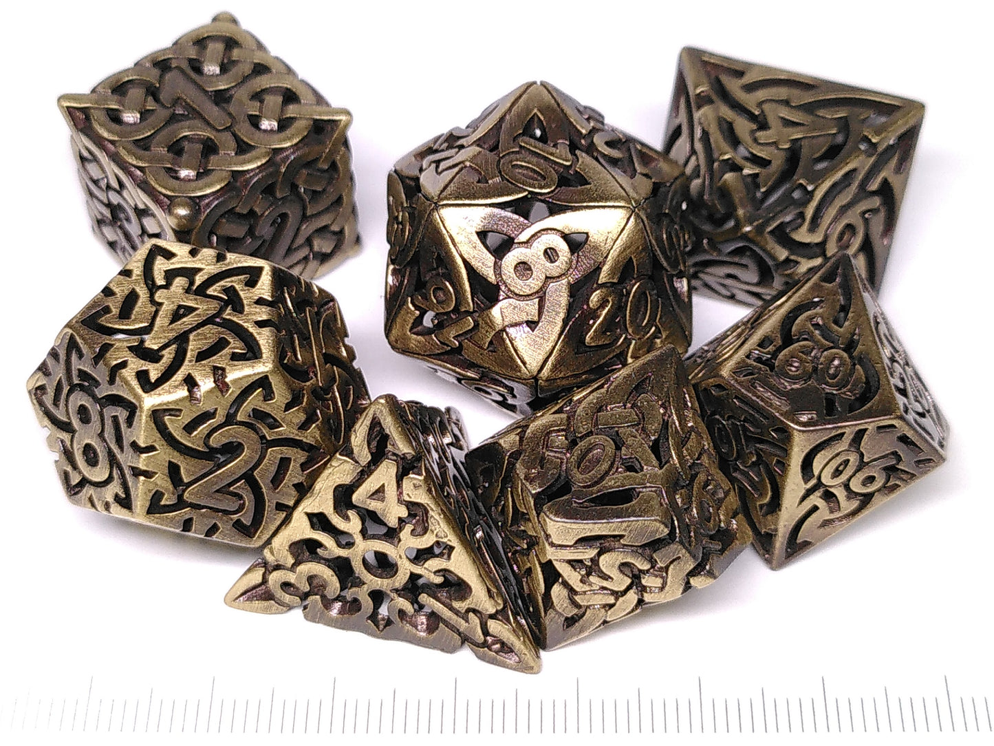 Golden Celtic Knot - hollow metal polydice set