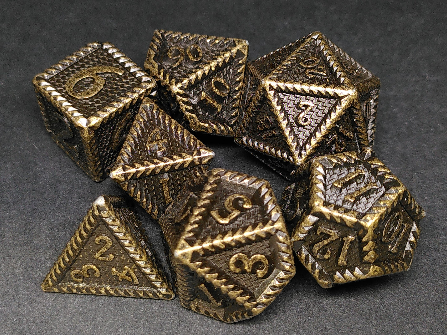 Spine, Metal polydice set - Brass