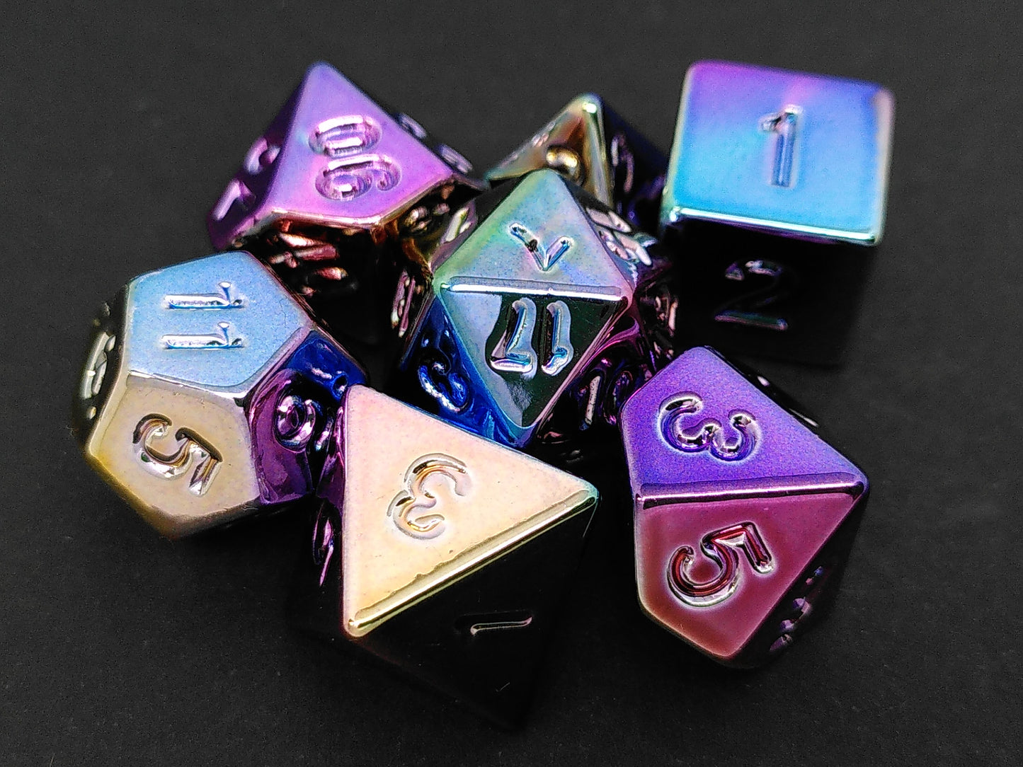 Metallic Plated polydice set - Pastel Rainbow