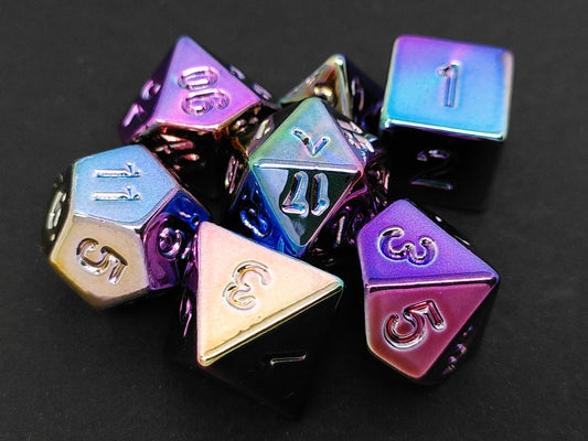 Metallic Plated polydice set - Pastel Rainbow