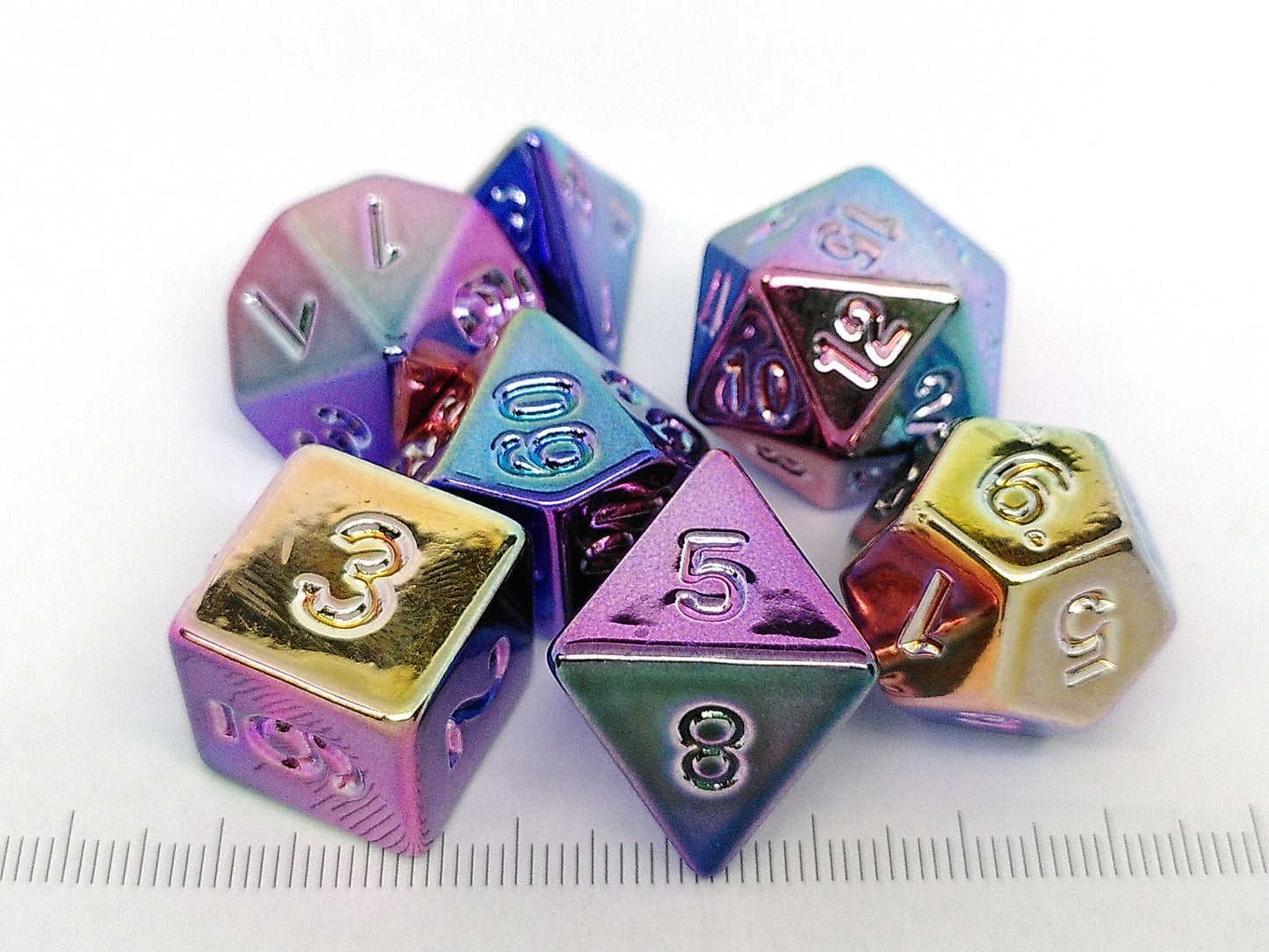 Metallic Plated polydice set - Pastel Rainbow