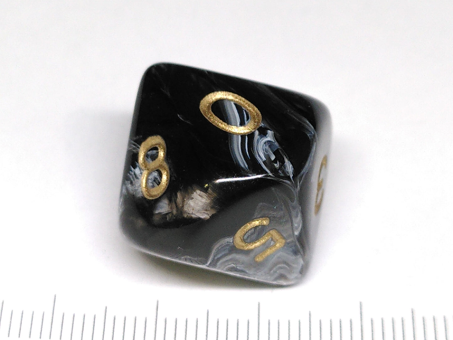 10-sided (0-9), marbled black-grey