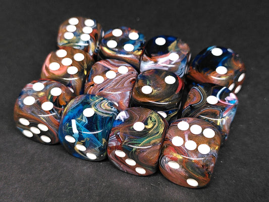 Set of 12 6-sided 16mm Carnival Stormstone Brown