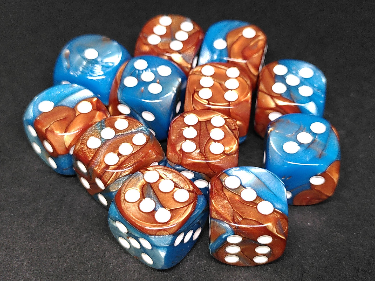 Set 12 6-zijdig 16mm 2-way Copper-Blue w/white