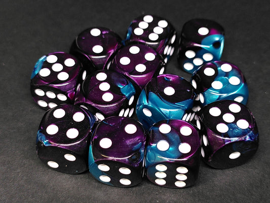 Set 12 6-zijdig 16mm 2-way Purple Teal w/white