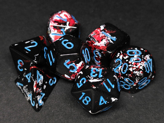 Chessex Brush Dark Side w/blue polydice set
