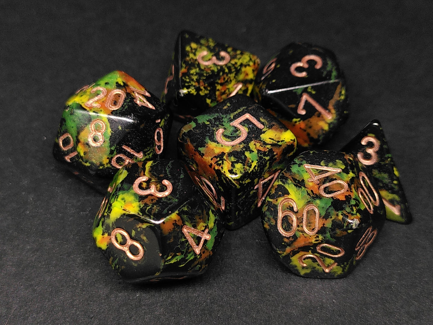 Chessex Brush Deep Forest w/gold polydice set